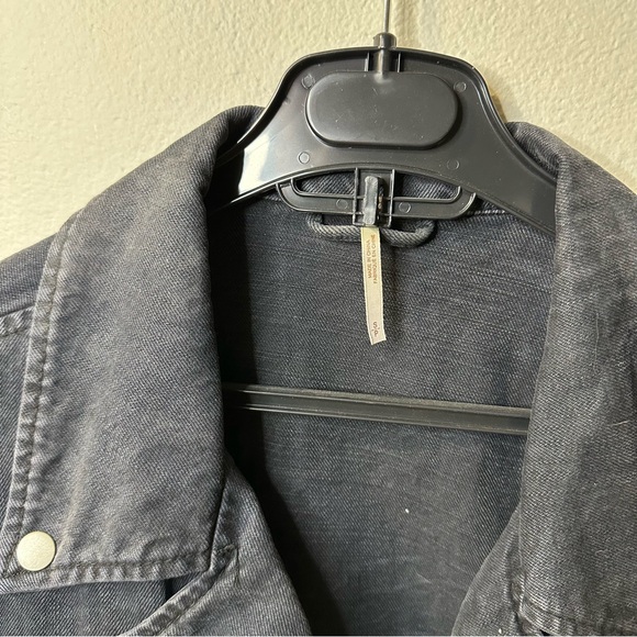 Free People Lace Up Denim Jacket Oversized Belted - Picture 14 of 16